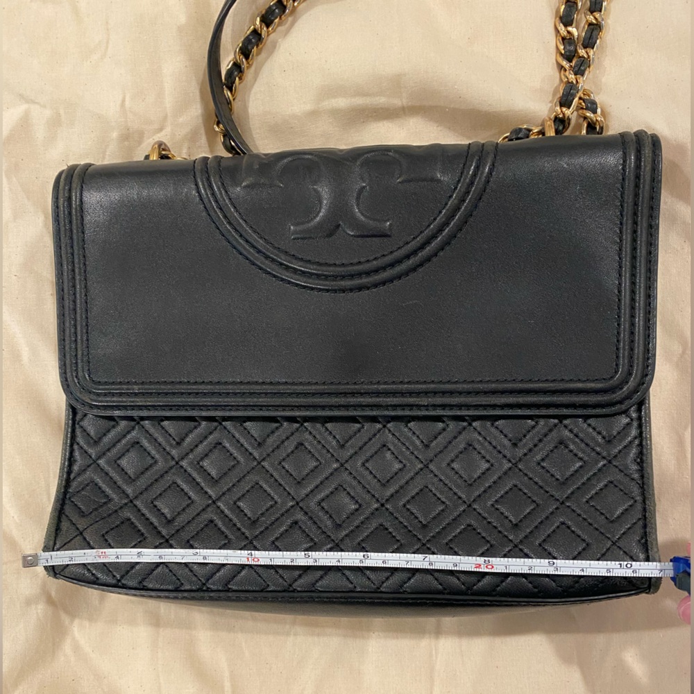 Tory Burch Fleming Diamond Quilted Lamb Leather Purse Black - Picture 12 of 16